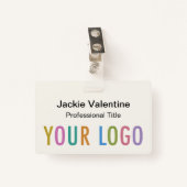 Ecru-PVC-Name-Abzeichen mit Rollen-Clip oder Lanya Ausweis (Vorderseite mit Klammer)