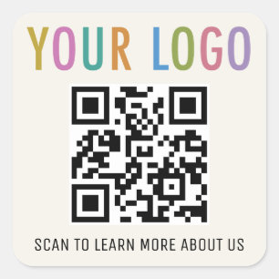 Ecru QR-Code-Aufkleber Unternehmen Logo 1,5 Zoll 3 Quadratischer Aufkleber