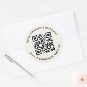 Ecru QR Code Stickers Custom Business Name Round (Umschlag)