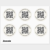 Ecru QR Code Stickers Custom Business Name Round (Blatt)