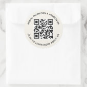 Ecru QR Code Stickers Custom Business Name Round (Tasche)