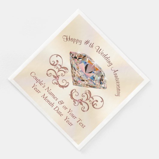 Ecru, Rose Gold Jubiläum Neapel, Personalisiert Serviette (Ecke)