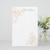 Ecru Rose Wedding Stationery Briefpapier (Stehend Vorderseite)