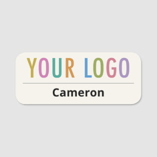 Ecru Rounded Corners Name-Tag-Logo Beruflich Namensschild