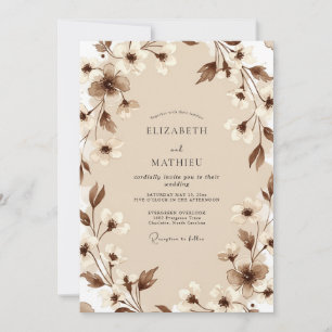 Ecru ruhige pastorale Hochzeit Einladung