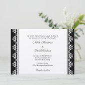 Ecru Schwarzfiligrane beattierte Grenze Einladung (Stehend Vorderseite)