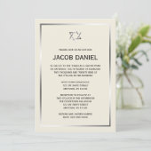 Ecru Silver Star von David Bar Mitzvah Einladungen (Stehend Vorderseite)