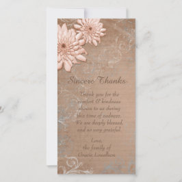 Ecru TAN BlumenBeileid danken Ihnen Dankeskarte