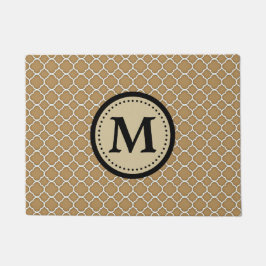 Ecru TAN Quatrefoil Muster-Monogramm Fußmatte