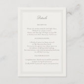 Ecru Triple Formal Elegant Classic Wedding Details Begleitkarte (Vorderseite)