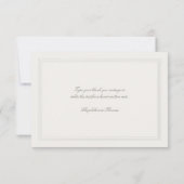 Ecru Triple Formal Elegant Modern Classic Wedding Dankeskarte (Rückseite)