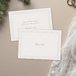 Ecru Triple Formal Elegant Modern Classic Wedding Dankeskarte