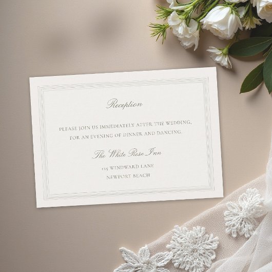 Ecru Triple Frame Formal Classic Wedding Reception Begleitkarte