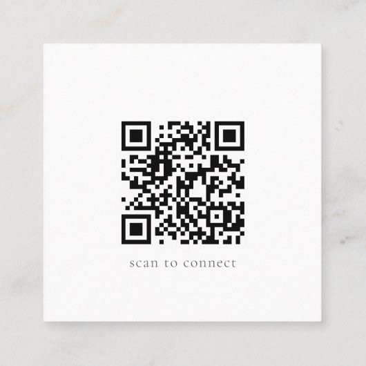 Ecru | Ultra Minimal Name & QR Code Quadratische Visitenkarte (Rückseite)