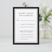 Ecru und Black Wedding RSVP Card mit Essensauswahl (Stehend Vorderseite)