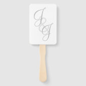 Ecru und Graumonogramm Script Hand Fan Fächer (Vorderseite)