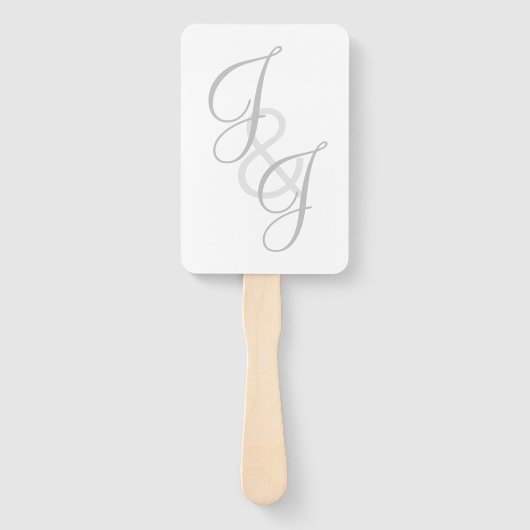 Ecru und Graumonogramm Script Hand Fan Fächer (Vorderseite)