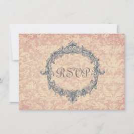 Ecru und Peach Damask UAWG Wedding Response Card 2 RSVP Karte