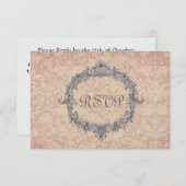 Ecru und Peach Damask UAWG Wedding Response Card RSVP Karte (Vorne/Hinten)