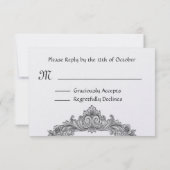 Ecru und Peach Damask UAWG Wedding Response Card RSVP Karte (Rückseite)