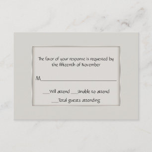 Ecru und Silver Response Card für alle Anwendungen RSVP Karte