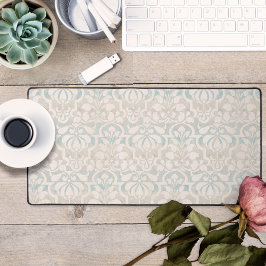 Ecru Vintag Viktorianisch Damask Nahtloses Muster Schreibtischunterlage