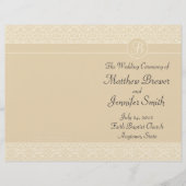 Ecru Wedding Order of Service & Zeremony Programm (Vorderseite)
