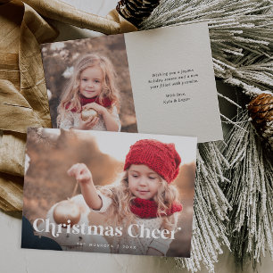 Ecru   Weihnachts-Chef Zwei Foto Feiertagskarte