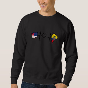 Ecuador American USA Flag USA Ecuadorian Heartbea Sweatshirt