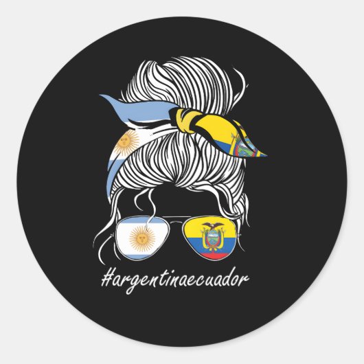 Ecuador Argentinische Flagge Roots Ecuador Fahne Runder Aufkleber (Vorderseite)