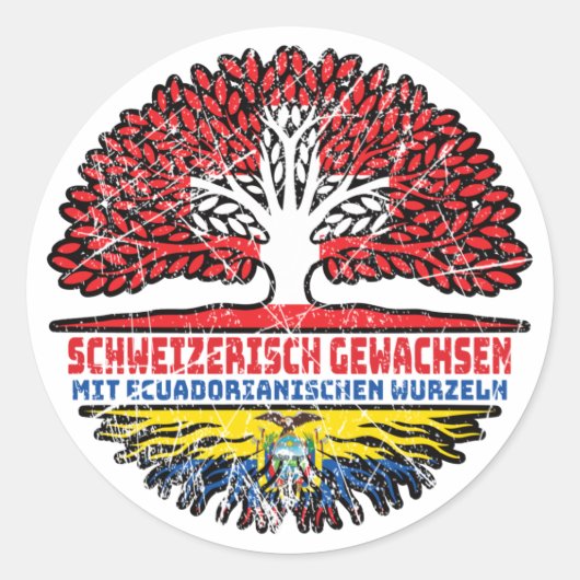 Ecuador Ecuadorianisch Schweizer Schweiz Baum Runder Aufkleber (Vorderseite)