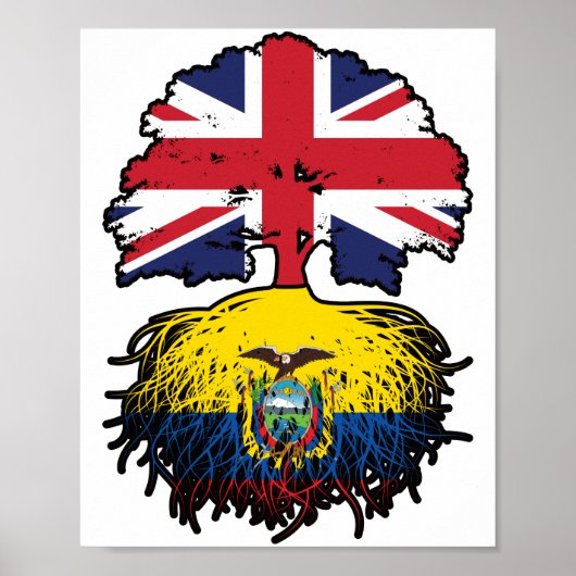 Ecuador Ecuadorianische britische Tree Roots Flag Poster (Vorne)