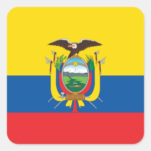 Ecuador (ecuadorianische Flagge) Quadratischer Aufkleber (Vorderseite)