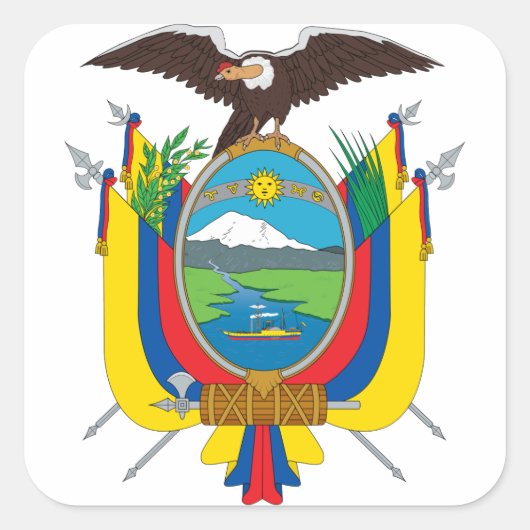 Ecuador-Emblem Quadratischer Aufkleber (Vorderseite)