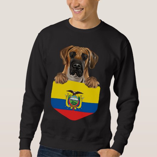 Ecuador Flag Brown Great Dane Dog In Pocket Sweatshirt (Vorderseite)