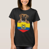 Ecuador Flag Brown Great Dane Dog In Pocket T-Shirt (Vorderseite)