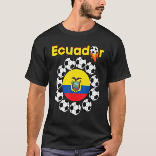 Ecuador Flag Football Teams Futball Fan Soccer T-Shirt (Vorderseite)