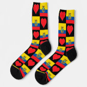 Ecuador Flag Herzendesign Spaß Ecuadorianischer St Socken (Linkes Detail)