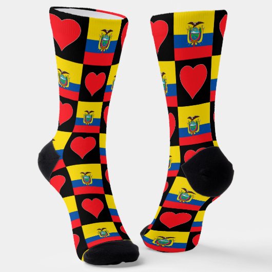 Ecuador Flag Herzendesign Spaß Ecuadorianischer St Socken (Gewinkelt)
