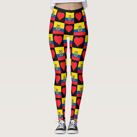 Ecuador Flag Herzmuster Patriotic Ecuadoria Leggings (Vorderseite)