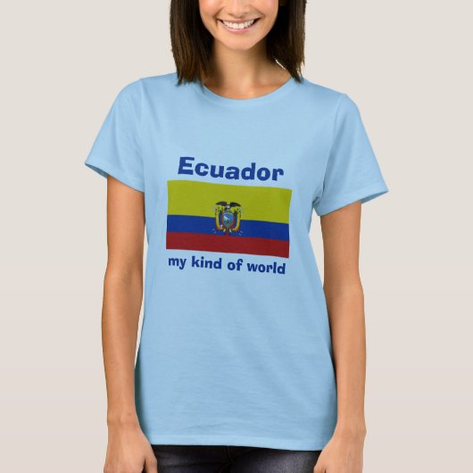 Ecuador Flag + Karte + Text-T - Shirt (Vorderseite)