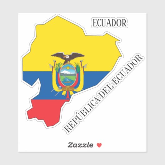 Ecuador Flag Map Aufkleber (Blatt)