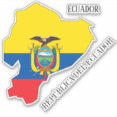 Ecuador Flag Map Aufkleber (Vorderseite)