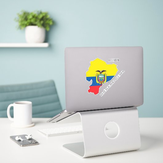 Ecuador Flag Map Aufkleber (Laptop auf Schreibtisch)