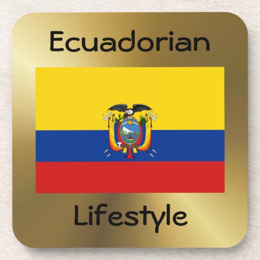 Ecuador Flag+Text-Untersetzer Untersetzer (Vorderseite)