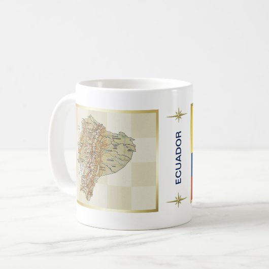 Ecuador-Flagge + Karten-Tasse Kaffeetasse (Vorderseite Links)