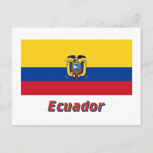 Ecuador-Flagge mit Namen Postkarte (Vorderseite)