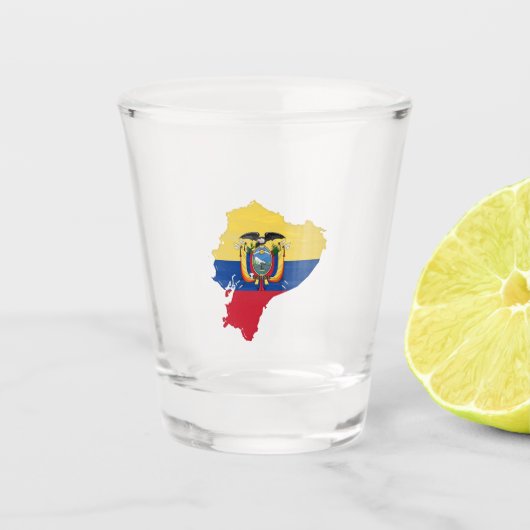 Ecuador-Flagge und -Karte Schnapsglas (Vorderseite)