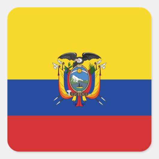 Ecuador-Flaggen-Aufkleber Quadratischer Aufkleber (Vorderseite)