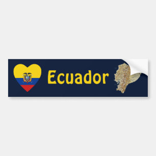 Ecuador-Flaggen-Herz + Karten-Autoaufkleber Autoaufkleber